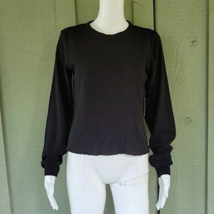 NWT BB DAKOTA Black Lightweight Lettuce Hem Sweater Small S